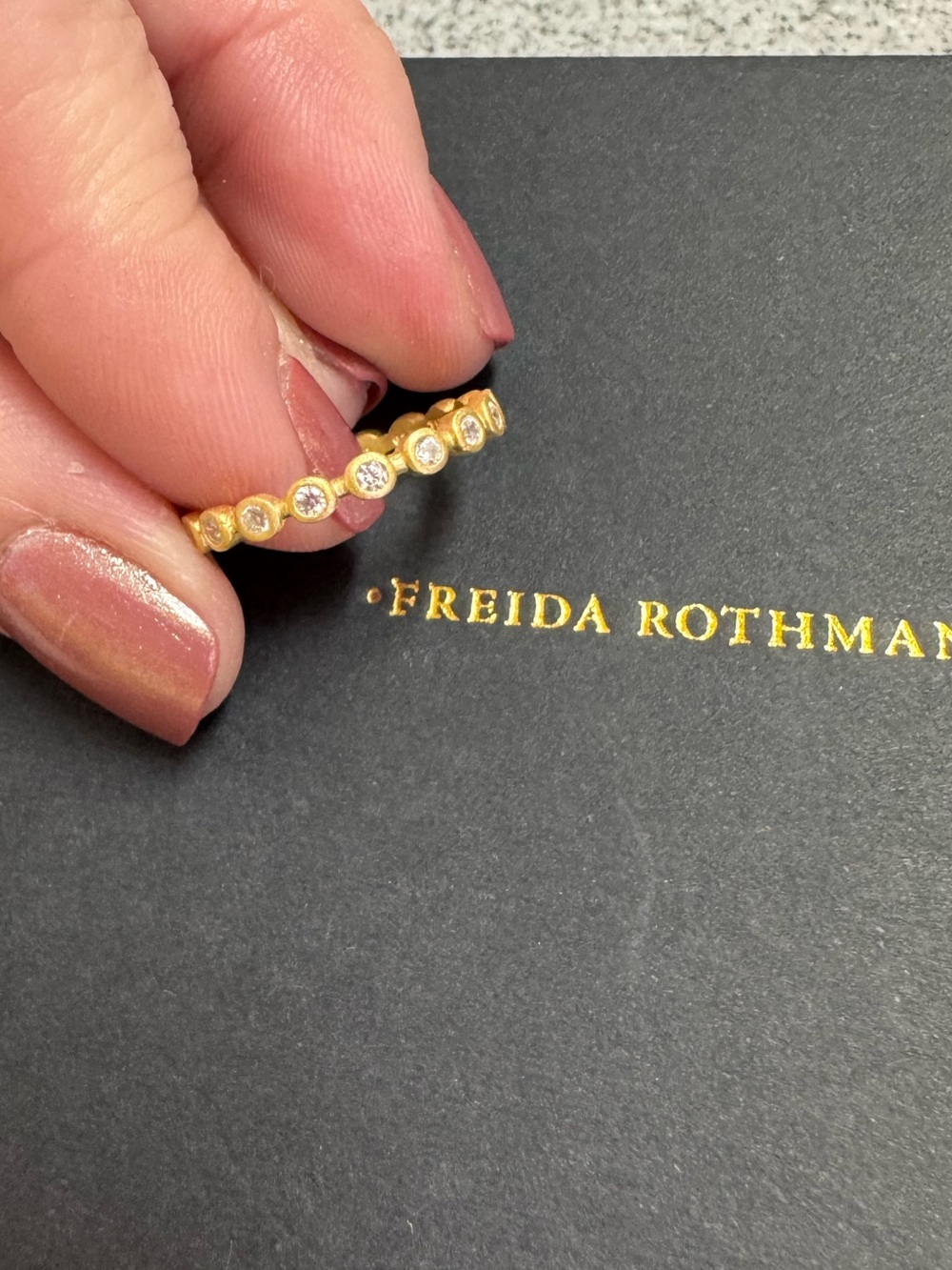 Freida Rothman Matte Gold Bezel Stacking Ring - Picture 2 of 6